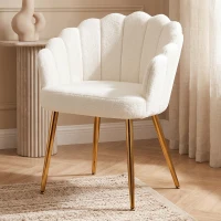 HOMCOM Accent Chair Petal-Back Design Modern Living Room Chair with Metal Legs Cream(m-1)