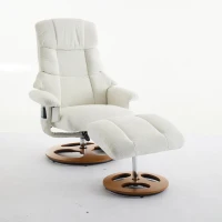 Ergonomic Recliner Chair with Ottoman and Massage, Cozy Swivel Lounge Chair with Heated Seat and 140° Recline, 32'' L x 33" W x 43.5" H, White(m-2)