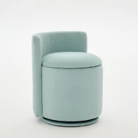 Elegant Velvet Accent Chair with 360° Swivel and 20L Hidden Storage, Chic Barrel Chair with Curved Backrest, 18.5'' L x 18.5" W x 22" H, Aqua(m-2)