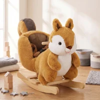 Qaba Baby Rocking Horse for Toddlers 1-3 Years, Squirrel Rocking Horse Toy with Sounds, Seat Belt and Rocking Stopper, Brown(m-8)