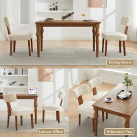 Modern Linen Armless Dining Chair with Padded Seat Cushion, Stylish Side Chair for Dining Room Living Room, 24.5'' L x 20.5"W x 34" H, Beige(m-8)
