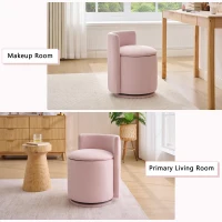 Elegant Velvet Accent Chair with 360° Swivel and 20L Hidden Storage, Chic Barrel Chair with Curved Backrest, 18.5'' L x 18.5" W x 22" H, Pink(m-7)