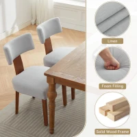 Modern Linen Armless Dining Chair with Padded Seat Cushion, Versatile Side Chair for Dining Room Living Room, 24.5'' L x 20.5"W x 34" H, Gray(m-6)