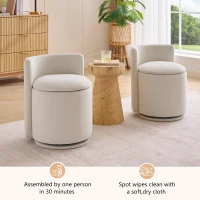 Cozy Velvet Swivel Accent Chair with Curved Backrest and Hidden Storage, Compact Storage Chair for Living Room, 18.5'' L x 18.5"W x 22" H, Beige(m-8)