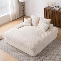 Oversized Corduroy Chaise Lounge Sofa with High-Resilience Foam, Plush Sleeper Couch for Living Room Apartment, 69'' L x 65.5"W x 24.5" H, Beige(m-1)
