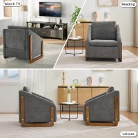 Elegant Chenille Armchair with Cushioned Seat and Nailhead Trim, Ergonomic Accent Chair with Sturdy Wood Frame, 29'' L x 29" W x 29" H, Gray(m-8)