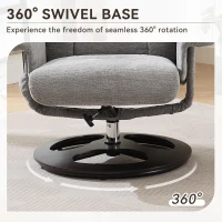 Ergonomic Recliner Chair with Ottoman and Massage, Cozy Swivel Lounge Chair with Heated Seat and 140° Recline, 32'' L x 33" W x 43.5" H, Grey(m-8)