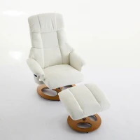 Ergonomic Recliner Chair with Ottoman and Massage, Cozy Swivel Lounge Chair with Heated Seat and 140° Recline, 32'' L x 33" W x 43.5" H, White(m-14)