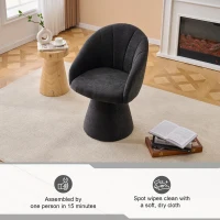 Comfortable Chenille Swivel Accent Armchair with Curved Backrest, Versatile Vanity Chair for Living Room, 22.5'' L x 22"W x 31.5" H, Gray(m-10)