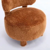 Cozy Fur Fabric Accent Chair with Padded Seat Cushion, Stylish Slipper Chair for Living Room Bedroom Vanity, 28.5'' L x 28.5"W x 30" H, Khaki(m-11)