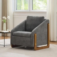 Elegant Chenille Armchair with Cushioned Seat and Nailhead Trim, Ergonomic Accent Chair with Sturdy Wood Frame, 29'' L x 29" W x 29" H, Gray(m-1)