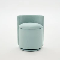 Elegant Velvet Accent Chair with 360° Swivel and 20L Hidden Storage, Chic Barrel Chair with Curved Backrest, 18.5'' L x 18.5" W x 22" H, Aqua(m-13)