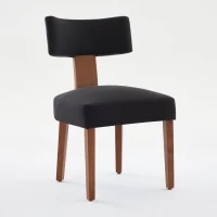 Ergonomic Linen Armless Dining Chair with Padded Seat Cushion, Modern Side Chair for Dining Room Living Room, 24.5'' L x 20.5"W x 34" H, Black(m-2)