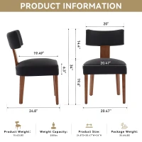 Ergonomic Linen Armless Dining Chair with Padded Seat Cushion, Modern Side Chair for Dining Room Living Room, 24.5'' L x 20.5"W x 34" H, Black(m-3)