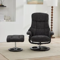 Ergonomic Recliner Chair with Ottoman and Massage, Swivel Lounge Chair with Heated Seat and 140° Recline, 32'' L x 33" W x 43.5" H, Dark Gray(m-9)