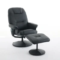 Ergonomic Massage Recliner Chair with Ottoman, Cozy Swivel Lounge Chair with Massage and Seat Heating, 31.5'' L x 29.5" W x 38" H, Black(m-2)