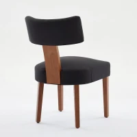 Ergonomic Linen Armless Dining Chair with Padded Seat Cushion, Modern Side Chair for Dining Room Living Room, 24.5'' L x 20.5"W x 34" H, Black(m-15)