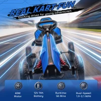 Aosom 12V Electric Go Kart for Kids, Ride On Toy with EVA Tires, 2 Speeds, Adjustable Seat, Safety Belt for 3-8 Years, Blue(m-4)