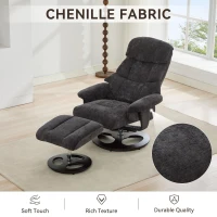 Ergonomic Recliner Chair with Ottoman and Massage, Swivel Lounge Chair with Heated Seat and 140° Recline, 32'' L x 33" W x 43.5" H, Dark Gray(m-8)