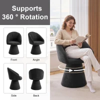 Comfortable Chenille Swivel Accent Armchair with Curved Backrest, Versatile Vanity Chair for Living Room, 22.5'' L x 22"W x 31.5" H, Gray(m-8)