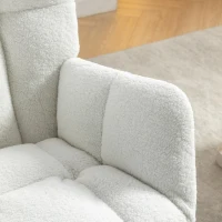 Plush Teddy Fabric Rocking Chair with Adjustable Footstool, Ergonomic Nursery Chair for Living Room Bedroom, 37-49'' L x 26"W x 35-36" H, Ivory(m-12)
