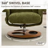 Ergonomic Recliner Chair with Ottoman and Massage, Cozy Swivel Lounge Chair with Heated Seat and 140° Recline, 32'' L x 33" W x 43.5" H, Green(m-8)