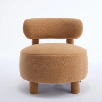 Cozy Teddy Fabric Accent Chair with Padded Seat Cushion, Versatile Slipper Chair for Living Room Bedroom Vanity, 28.5'' L x 28.5"W x 30" H, Khaki(m-13)