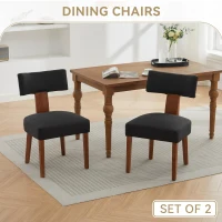 Ergonomic Linen Armless Dining Chair with Padded Seat Cushion, Modern Side Chair for Dining Room Living Room, 24.5'' L x 20.5"W x 34" H, Black(m-9)