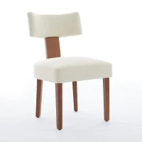 Modern Linen Armless Dining Chair with Padded Seat Cushion, Stylish Side Chair for Dining Room Living Room, 24.5'' L x 20.5"W x 34" H, Beige(m-2)
