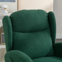 Elegant Teddy Fabric Rocking Chair with Ergonomic Backrest and Plush Filling, Accent Chair with Wooden Legs, 38'' L x 28" W x 40" H, Green(m-6)