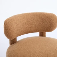 Cozy Teddy Fabric Accent Chair with Padded Seat Cushion, Versatile Slipper Chair for Living Room Bedroom Vanity, 28.5'' L x 28.5"W x 30" H, Khaki(m-10)