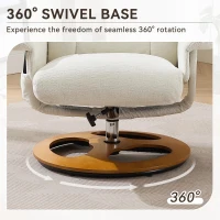 Ergonomic Recliner Chair with Ottoman and Massage, Cozy Swivel Lounge Chair with Heated Seat and 140° Recline, 32'' L x 33" W x 43.5" H, White(m-8)