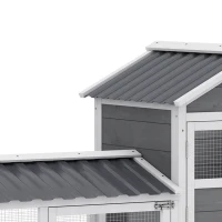 PawHut Chicken Coop with Wheels, 80" L Mobile Hen House with Run, Outdoor Wooden Chicken House with Nesting Box, Tray, Ramp(m-12)