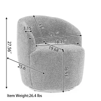 Cozy Teddy Fabric Swivel Accent Chair with Ergonomic Backrest, Classic Barrel Armchair with 360° Rotation, 25.5'' L x 25.5" W x 27.5" H, Black(m-3)