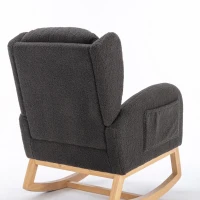 Elegant Teddy Fabric Rocking Chair with Ergonomic Backrest and Plush Filling, Accent Chair with Wooden Legs, 38'' L x 28" W x 40" H, Dark Gray(m-12)