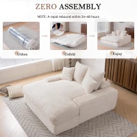Oversized Corduroy Chaise Lounge Sofa with High-Resilience Foam, Plush Sleeper Couch for Living Room Apartment, 69'' L x 65.5"W x 24.5" H, Beige(m-4)