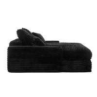 Oversized Corduroy Chaise Lounge Sofa with High-Resilience Foam, Cozy Sleeper Couch for Living Room Apartment, 69'' L x 65.5"W x 24.5" H, Black(m-12)