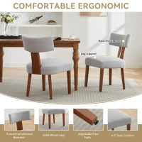 Modern Linen Armless Dining Chair with Padded Seat Cushion, Versatile Side Chair for Dining Room Living Room, 24.5'' L x 20.5"W x 34" H, Gray(m-7)