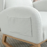 Elegant Teddy Fabric Rocking Chair with Ergonomic Backrest and Plush Filling, Accent Chair with Wooden Legs, 38'' L x 28" W x 40" H, Ivory(m-12)