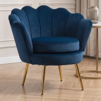 HOMCOM Modern Accent Chair, Velvet-Touch Fabric Leisure Club Chair with Gold Metal Legs for Bedroom, Blue(m-1)