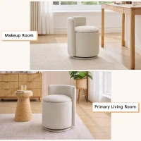 Cozy Velvet Swivel Accent Chair with Curved Backrest and Hidden Storage, Compact Storage Chair for Living Room, 18.5'' L x 18.5"W x 22" H, Beige(m-7)