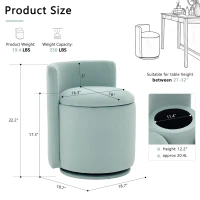 Elegant Velvet Accent Chair with 360° Swivel and 20L Hidden Storage, Chic Barrel Chair with Curved Backrest, 18.5'' L x 18.5" W x 22" H, Aqua(m-3)