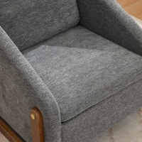 Elegant Chenille Armchair with Cushioned Seat and Nailhead Trim, Ergonomic Accent Chair with Sturdy Wood Frame, 29'' L x 29" W x 29" H, Gray(m-12)