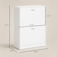 HOMCOM Shoe Cabinet with 2 Flip Drawers, Narrow Shoe Storage Cabinet with Adjustable Shelves for Entryway, Hallway, White(m-3)