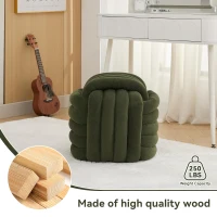 Cozy Modern Knot Design Ottoman with Soft Chenille and Foam Filling, Chic Makeup Stool with No Assembly, 19.5'' L x 19.5" W x 17.5" H, Green(m-8)