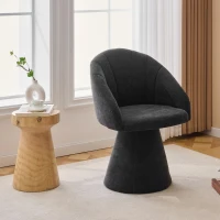 Comfortable Chenille Swivel Accent Armchair with Curved Backrest, Versatile Vanity Chair for Living Room, 22.5'' L x 22"W x 31.5" H, Gray(m-5)