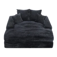 Spacious Corduroy Chaise Lounge Sofa with High-Resilience Foam, Plush Sleeper Couch for Living Room Apartment, 69'' L x 65.5"W x 24.5" H, Gray(m-13)