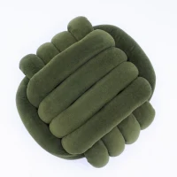 Cozy Modern Knot Design Ottoman with Soft Chenille and Foam Filling, Chic Makeup Stool with No Assembly, 19.5'' L x 19.5" W x 17.5" H, Green(m-15)
