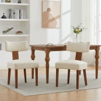 Modern Linen Armless Dining Chair with Padded Seat Cushion, Stylish Side Chair for Dining Room Living Room, 24.5'' L x 20.5"W x 34" H, Beige(m-4)