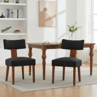 Ergonomic Linen Armless Dining Chair with Padded Seat Cushion, Modern Side Chair for Dining Room Living Room, 24.5'' L x 20.5"W x 34" H, Black(m-4)